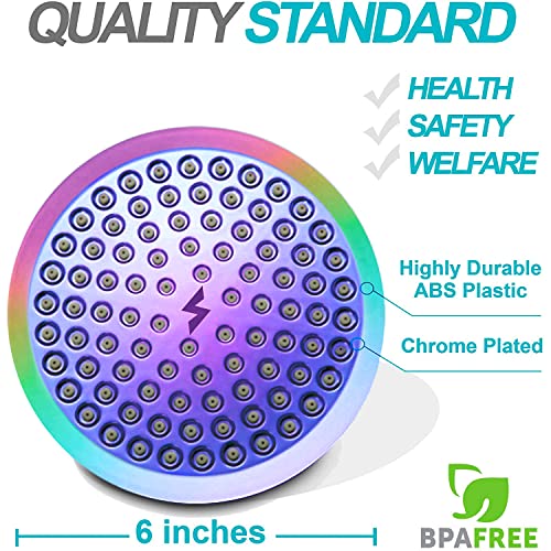 SparkPod Rain Shower Head, 6 Inch Round, Radiant Rainbow Finish - color: Radiant Rainbow, style: 6 Inch Round