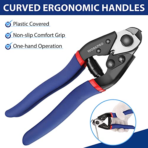 WORKPRO Cable Cutter, 7-1/2 Inch Heavy Duty Wire Rope Cutter