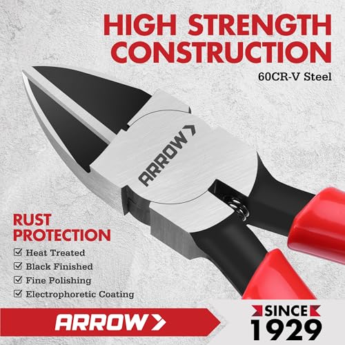 ARROW 6" Precision Wire Cutters, Precision Flush Cut Diagonal Pliers - size: 6 Inch