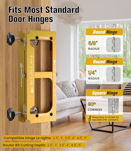 Door Hinge Jig Kit, Router Template for 2.5"-5" Hinges with Storage Case - style: Door Hinge Jig with Chisel