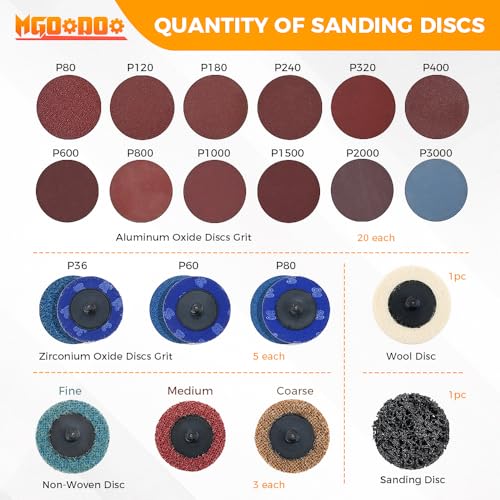 270Pcs 2" Quick Change Sanding Disc Kit with 1/8"&1/4" Shank Backer Plate