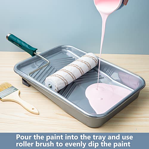 Mister Rui 9 Inch Paint Tray Set, 12 Pack with Tray Liners and Frame - color: 9 Inch, 12 Pack