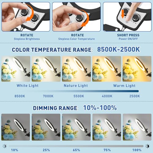 Helping Hands Soldering Station, 10X 30X Magnifying Glass with Light - color: Blue, size: 10.65×15.4-Inch(30X&10X)