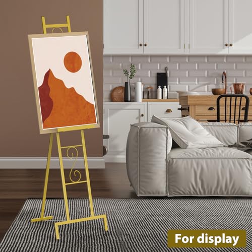 58" Gold Easel Stand for Sign, Metal Easel with Chain Support for Painting - style: 2pack-Gold