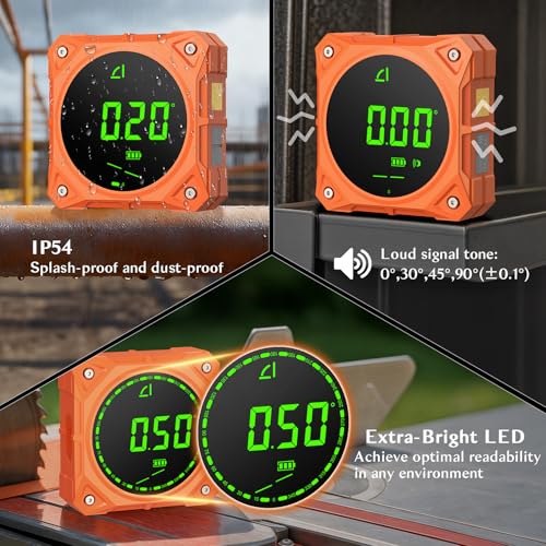 Rechargeable Digital Angle Finder & Gauge with 4-Side Magnetic Base - size: No laser
