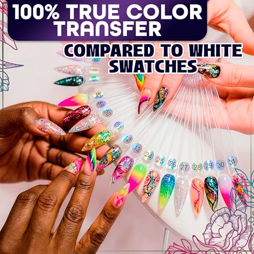 200 Pcs Nail Swatch Sticks Stiletto with 4 Metal Rings & Numbering Stickers - color: 200 Pcs Clear Acrylic Nail Swatch Sticks Stiletto