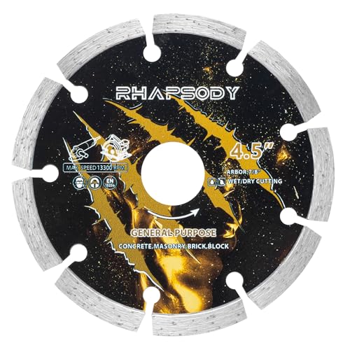 RHAPSODY 4 1/2 Inch Diamond Saw Blade, Segmented General Purpose Blade - color: Segmented Blade, size: 4.5Inch