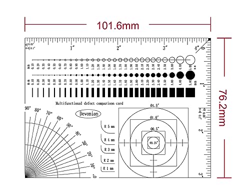 Multi-Function Inspection Gauge - Crack/Scratch/Angle Measurement Tool for Surface Defects & Size Comparison | Dual-Sided Laminated Wear-Resistant Ruler, 5PCS