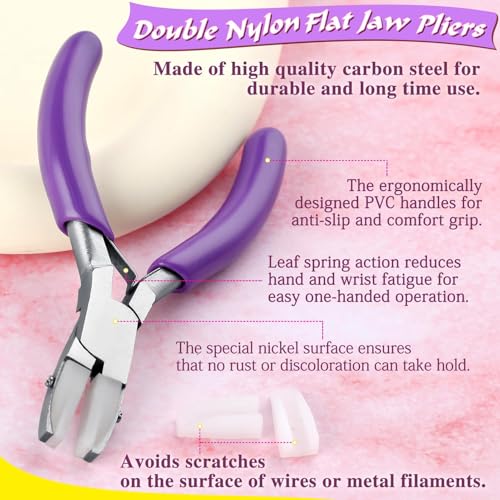 SPEEDWOX 3-Inch Nylon Jaw Pliers for Jewelry Making, Flat Jaw, Purple
