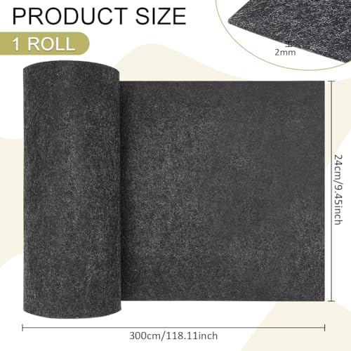 BENECREAT 118x9.4inch Felt Fabric Roll, Dark Gray Craft Felt Roll for Felt Table Mats, DIY Craftwork, Sewing and Patchwork,2mm Thick - color: Dark Gray