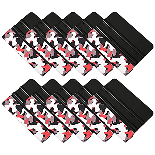 EHDIS 10pcs Vinyl Squeegee 4 Inch Car Vinyl Scraper Decal Applicator Window Tint Wallpaper Smoothing Tool with Black Fabric Felt Edge-Black - color: Black
