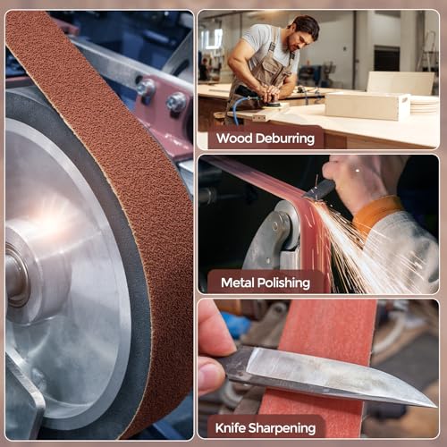 HARFINGTON 6 x 48 Inch Sanding Belts, 6 Pcs 400 Grits Aluminum Oxide - size: 6x48 inch(400 grit)