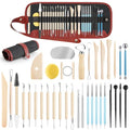 UUSYCUN 36PCS Pottery & Clay Sculpting Tools, Ceramics Polymer Tools Set, Clay Modeling Tools with Case for Air Dry Clay, Carving, Molding, Pottery Wheel, Crafting Supplies, Pros, Beginners, Adults - color: Wood-36PCS