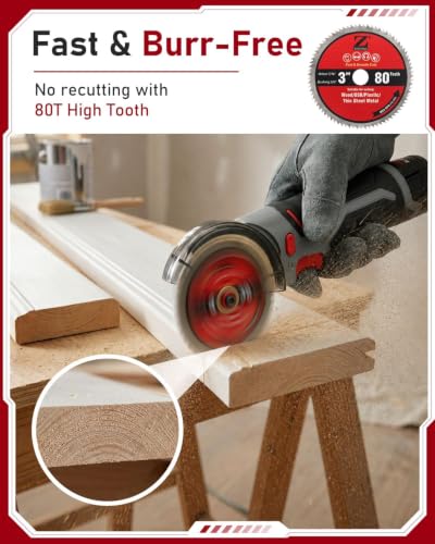 ZORUNNA 6Pcs 3" Circular Saw Blades, Wood Cutting Blades with 7/16" Arbor - size: 80T