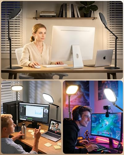 LitONES Tall LED Desk Lamps Home Office, Edge-Lit Eye-Care, 50 Light Modes - size: Black 2Pack