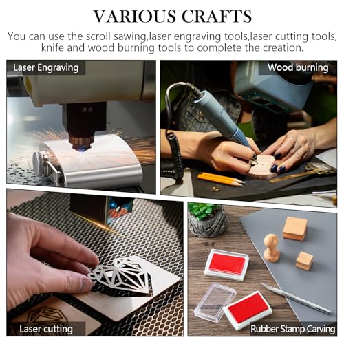 Tondiamo 356 Pcs Bulk Laser Engraving Supplies Blank Material Kit DIY Engraver Accessories Including Acrylic Glass Stainless Steel Wood Fabric PU Leather Rock Rubber Materials for Laser Cutters