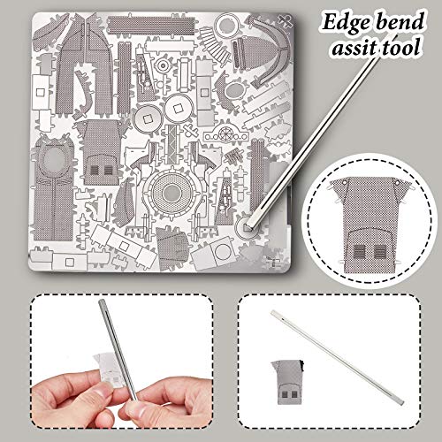 Hotop 7 Pcs Metal Model Bending Tool Kit Tab Edge Cone Shape for 3D Puzzles