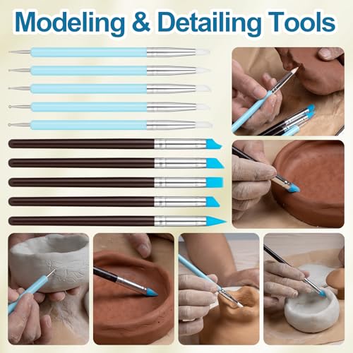 Amrules 10 Pcs Clay Sculpting Tools Kit with Silicone Tips - color: Blue-Silicone-10Pcs