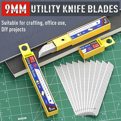 DIYSELF 50Pcs 9mm Utility Knife Replacement Blades, Snap Off Blades for 9MM Universal Box Cutters (60°) - size: 50-Pack(60°)