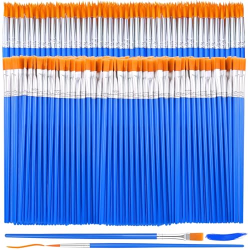 240 Pcs Mini Paint Brushes Bulk, Flat and Fine Tip Small Paint Brushes