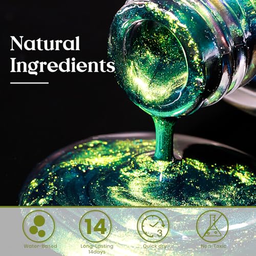 MIZHSE Chameleon Nail Polish Quick Dry, Bright Green Nail Polish High Shine - color: Chameleon Bright Green