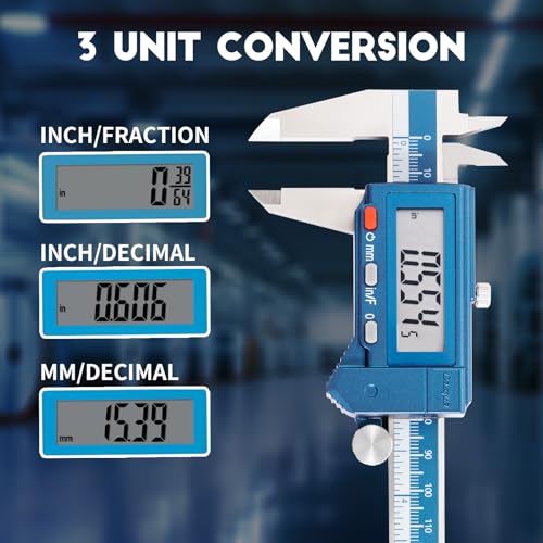 Dasqua 6” IP54 Digital Caliper, Stainless Steel Water-Resistant Precision Measuring Tool with Large LCD, Inch/Metric/Fraction Switch, Resolution 0.0005"/0.01mm/1/128, Accuracy ±0.001"/0.02mm - size: IP54 6"