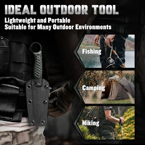 DRGSKL Tanto Fixed Blade Knife - Camping Knife with Sheath - Green - color: Green