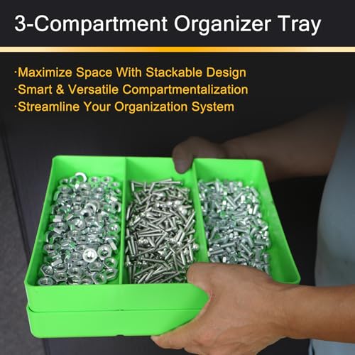 3-Compartment Tool Organizer Tray (1, Green) - color: Green