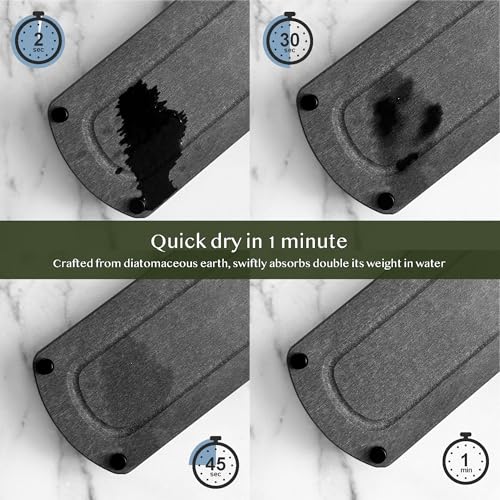2PCS Absorbing Stone Soap Tray, Quick Dry Diatomaceous Earth Drying Rack - color: Dark Gray