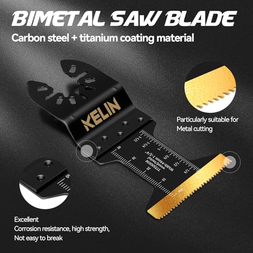 KELIN 16pcs Titanium Oscillating Tool Blades, Universal Multitool Blades