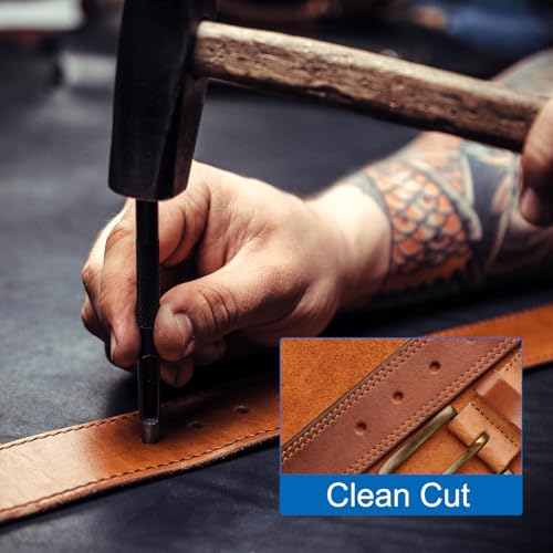 HARFINGTON Leather Round Hole Punch, 5mm Hollow Hole Puncher Cutter Carbon Steel Circle Hole Punching Cutting Tool for Belt/DIY Leather Craft - size: 5mm