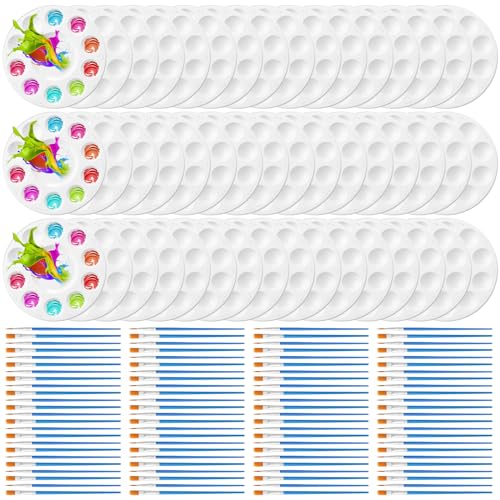 150 Pcs Painting Brushes Palettes Set Paint Party Favors, Blue - color: Blue