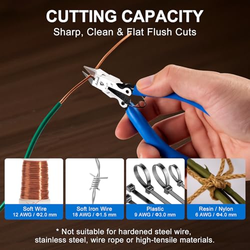 5" Flush Cutter Wire Cutters, Ultra-Sharp Precision Side & Diagonal Cutting Pliers with Spring, Chrome Vanadium Steel Wire Snips for Electronics, Model, Floral, Plastic & Soft Wire - size: B06-1Pack