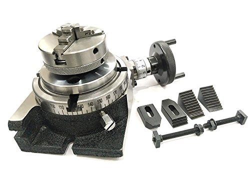 MILLING INDEXING 4"/100 ROTARY TABLE QUALITY PRECISION HORIZONTAL VERTICAL WITH SUITABLE M6 CLAMP KIT & SMALL CHUCK (WITH 65 MM 3 JAWS SELF CENTERING CHUCK) - style: (WITH 65 MM 3 JAWS SELF CENTERING CHUCK)