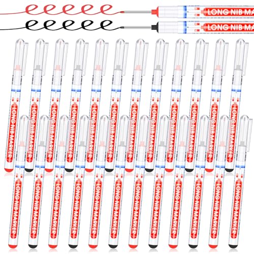 Marspark 24 Pcs 24 Pcs Long Nib Marker Deep Hole Scriber Pen, Red, Black - color: Red, Black