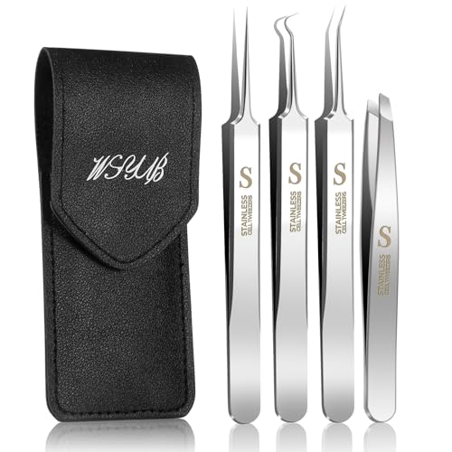 WSYUB Professional Blackhead Tweezers,Ingrown Hair Removal Kit - color: Starlight Silver