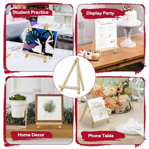 4 Pack 9 Inch Wooden Easel Stand, Portable A-Frame Tabletop Display Easel for Painting, Canvas, Signs,Photos, Art Easel for Kids, Students, Beginners（Need Assemble）