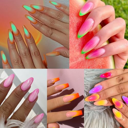 Fcozpjk Neon Nail Pigment Powder Palette, 9 Colors Solid Neon Nail Powder - color: Neon Colorful-2