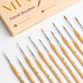 Miniature Paint Brushes 12 PCS, Fine Tip Model Paint Brushes, Wood - color: Wood