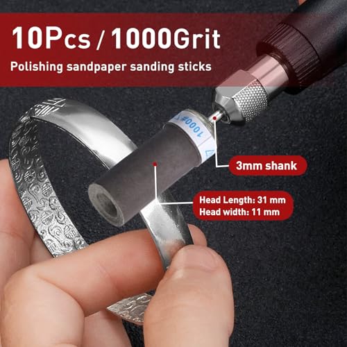 1000 Grit Sanding Sticks,10PCS Sanding Drums for Dremel Rotary Tool - style: 1000 Grit 10 Pcs