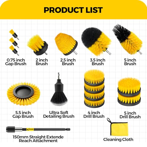 Holikme 20 Pack Drill Brush Set with Soft Detail Brush and Cleaning Cloth