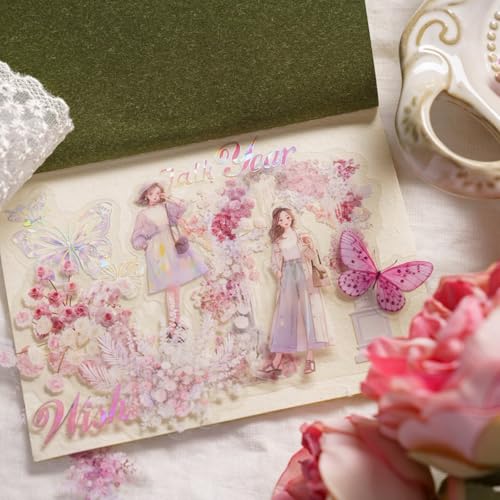 120 Pcs Aesthetic Floral Arch PET Stickers for Journaling - color: Romantic Collection