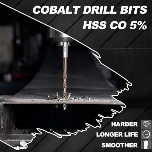 3/16 Cobalt Drill Bit for Metal and Hard Steel(10Pcs),Hex Shank Quick Change M35 HSS Twist Impact Drill Bit Set,with Storage Case - size: 3/16(10pcs)