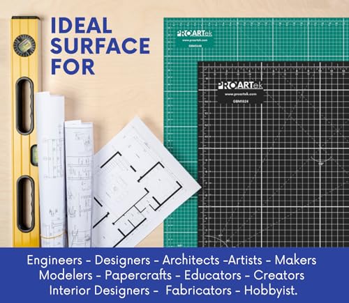 Proartek PK00008 Model GBM2436 Series 24" x 36" Professional Cutting Mat; Double-Sided Green/Black; Self-Healing; For Graphic Arts, Hobbies, Sewing, Scrapbooking, and other Cutting Projects - size: 36"L x 24"W