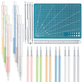 Lanties 24 Pcs Craft Knife Pen Set, 6 Craft Knives with 12 Refills, Green - color: Green