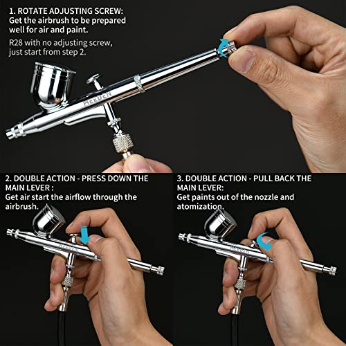 MEEDEN Airbrush Spray Gun Kit: 3 Pack with 0.25, 0.35 & 0.5mm Needles