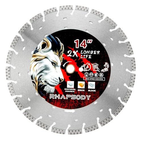 RHAPSODY 14Inch Laser Welded Diamond Saw Blade,V-Segmented General Purpose - size: 14''
