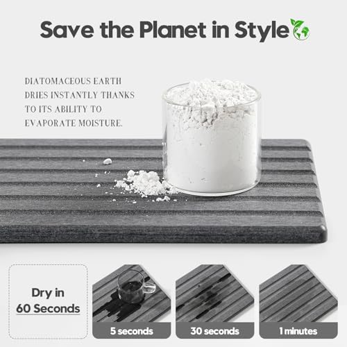 Razborci 2PCS Water Absorbing Stone Drying Tray Mat for Bathroom Sink & Kitchen Counter Organizer, Quick Dry Dish Soap Dispenser Sponge Holder, Vanity Sink Caddy, Coaster, Dark Gray - 10" x 6" - color: 2 Pack - Dark Gray, size: 10" x 6"