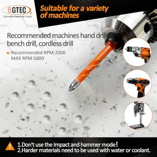 BGTEC Cemented Carbide Drill Bits Masonry Drill Bits, 5pcs Quick-fit Shank 8MM Cross Spiral Hard Alloy Drill Bit for Wood Plastic Masonry Ceramic Tile Concrete Marble - size: 5pcs 8mm