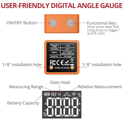 BINTA Digital Angle Finder Magnetic, IP54 Waterproof Dustproof Gauge Orange - style: Orange
